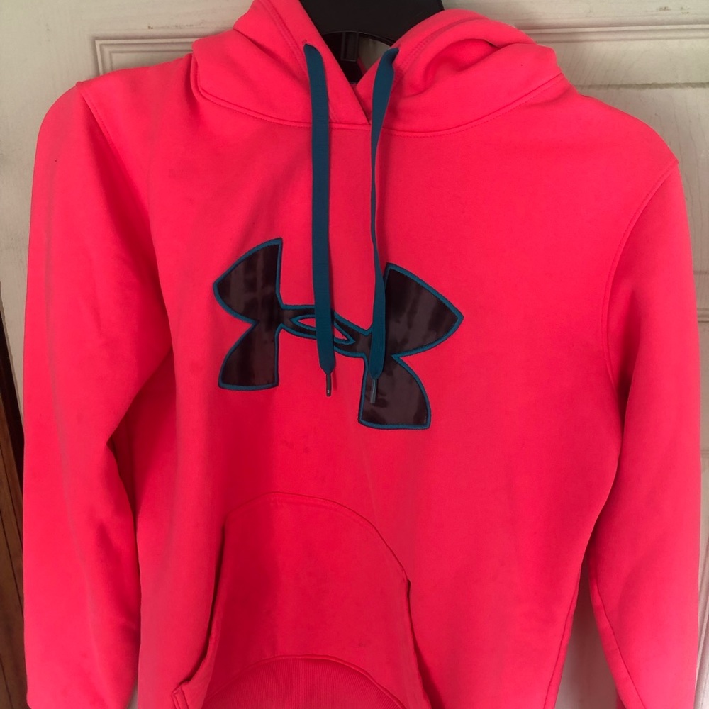 neon pink under armor hoodie